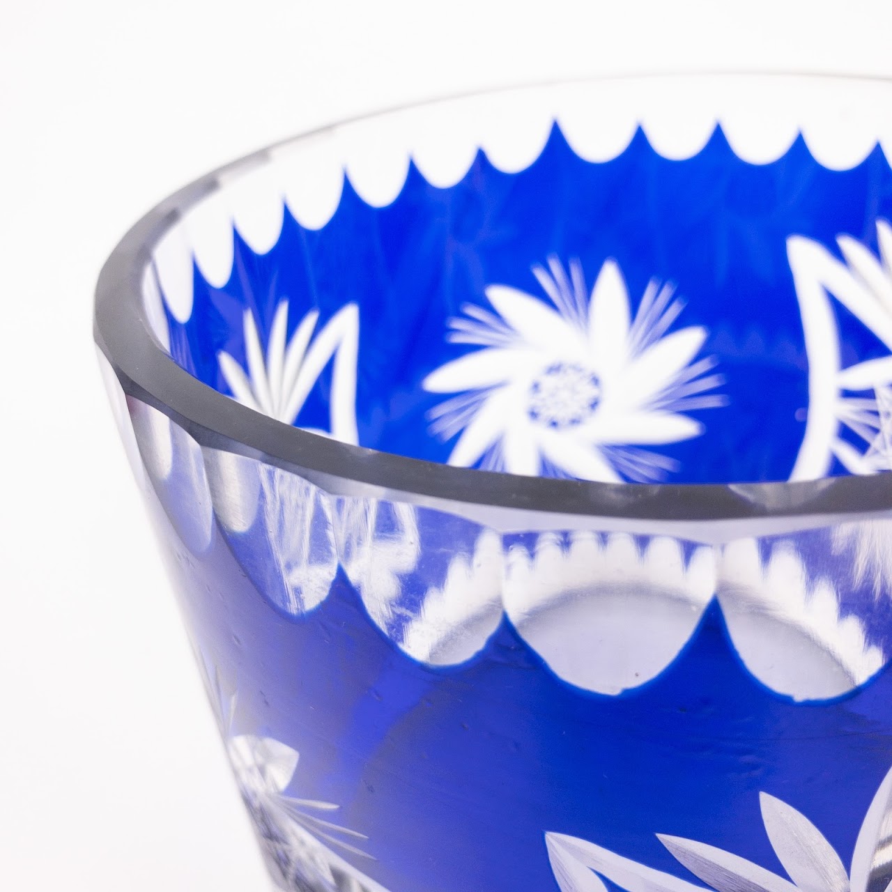 Bohemian Cobalt  Cut Crystal Biscuit Jar