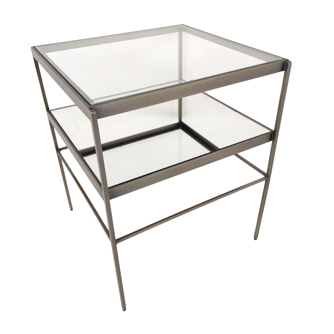 Metal, Mirror & Glass Tiered Side Table