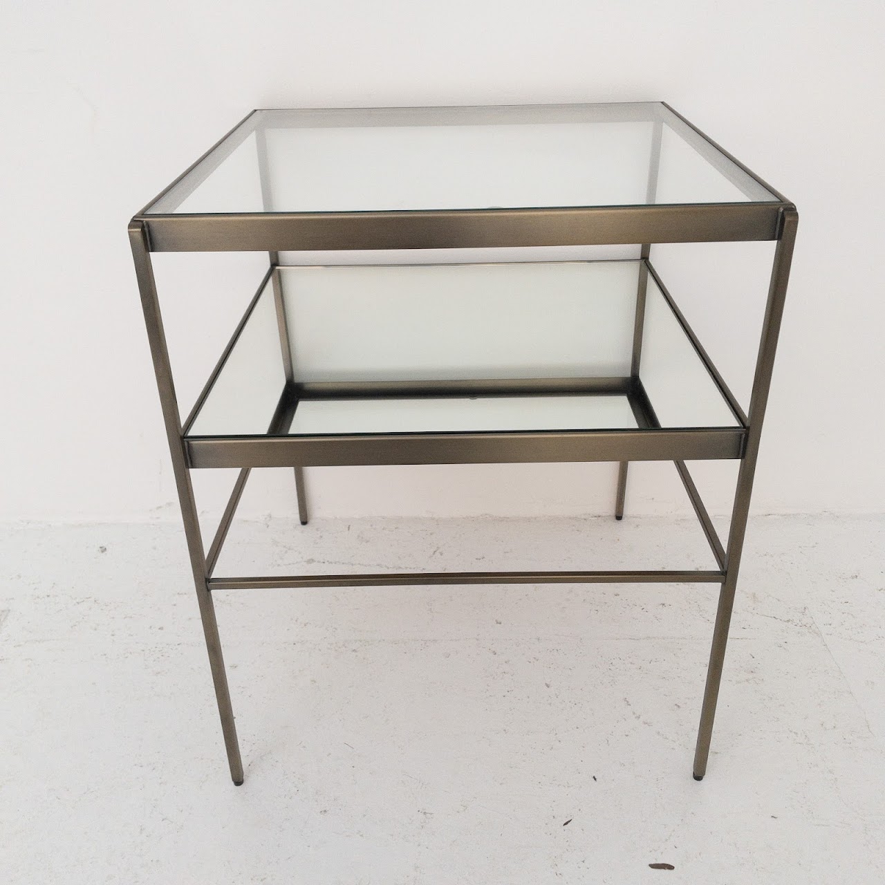 Metal, Mirror & Glass Tiered Side Table