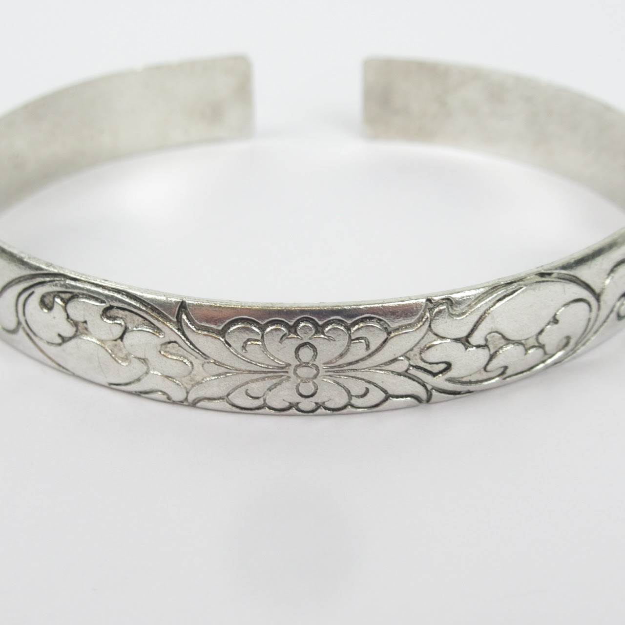 Sterling Silver Engraved Slim Cuff