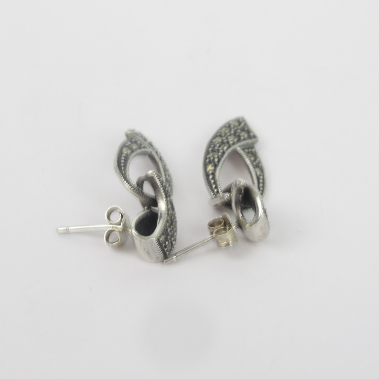 Sterling Silver & Marcasite Drop Earrings