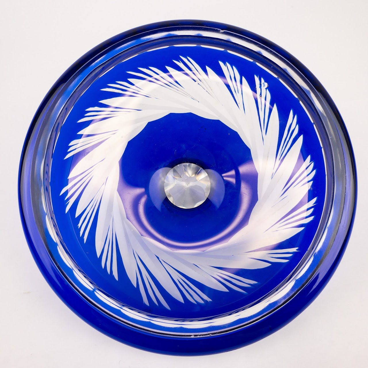 Bohemian Cobalt  Cut Crystal Biscuit Jar