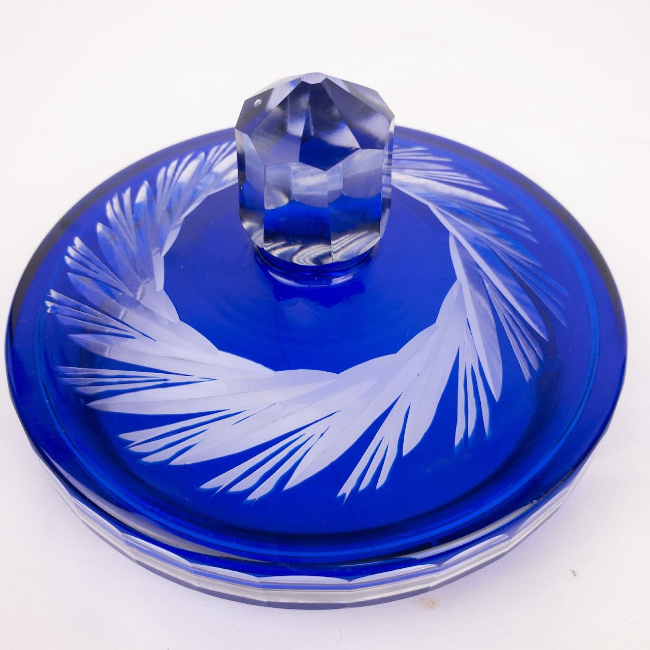 Bohemian Cobalt  Cut Crystal Biscuit Jar