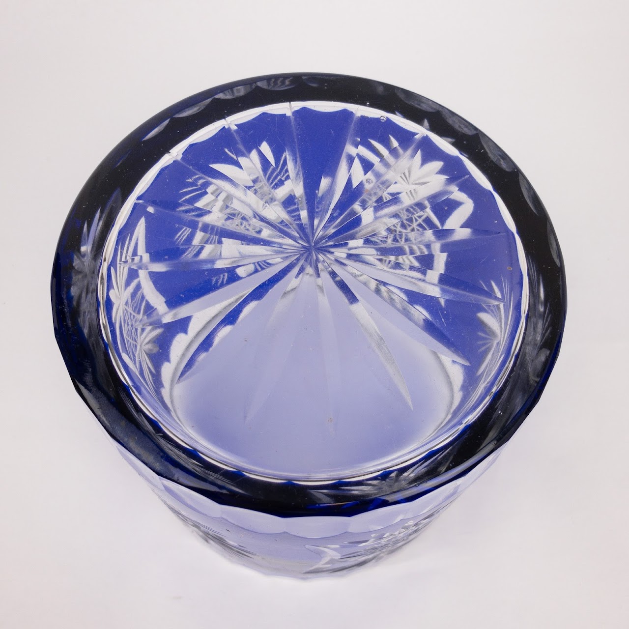 Bohemian Cobalt  Cut Crystal Biscuit Jar