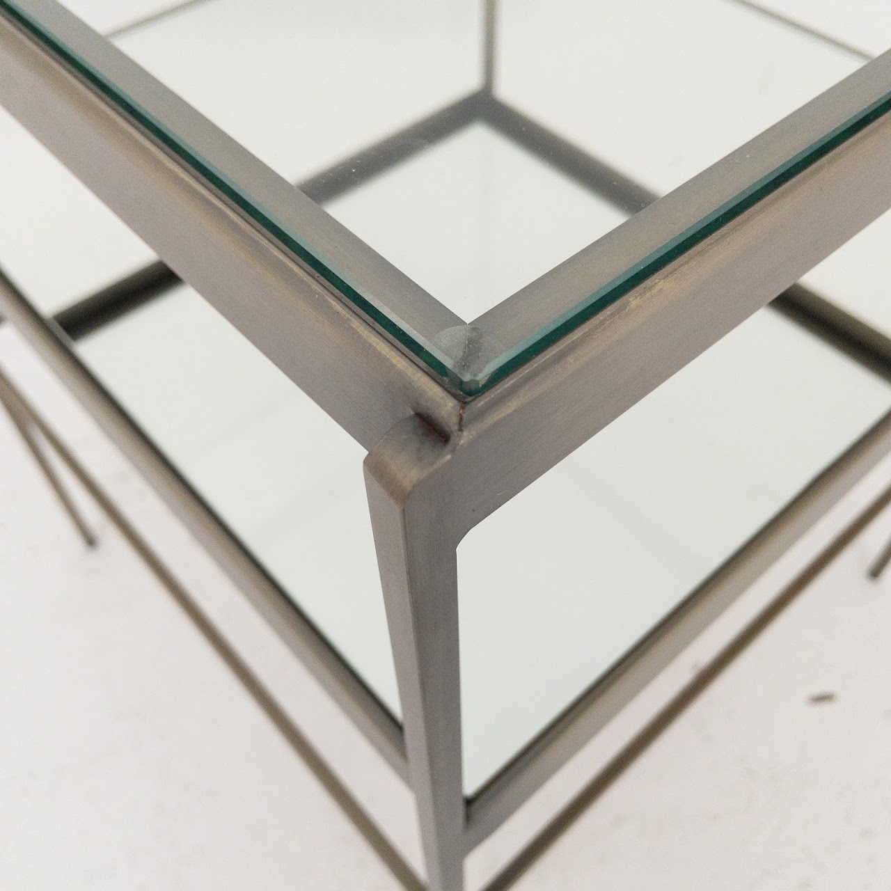 Metal, Mirror & Glass Tiered Side Table