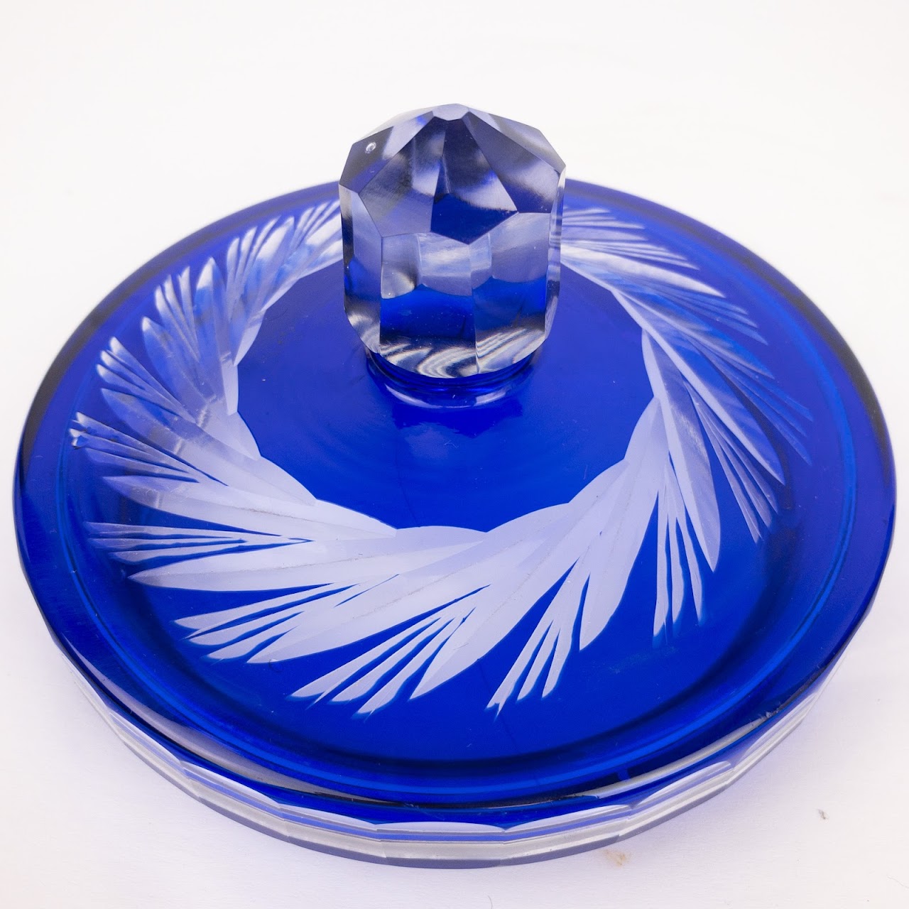 Bohemian Cobalt  Cut Crystal Biscuit Jar