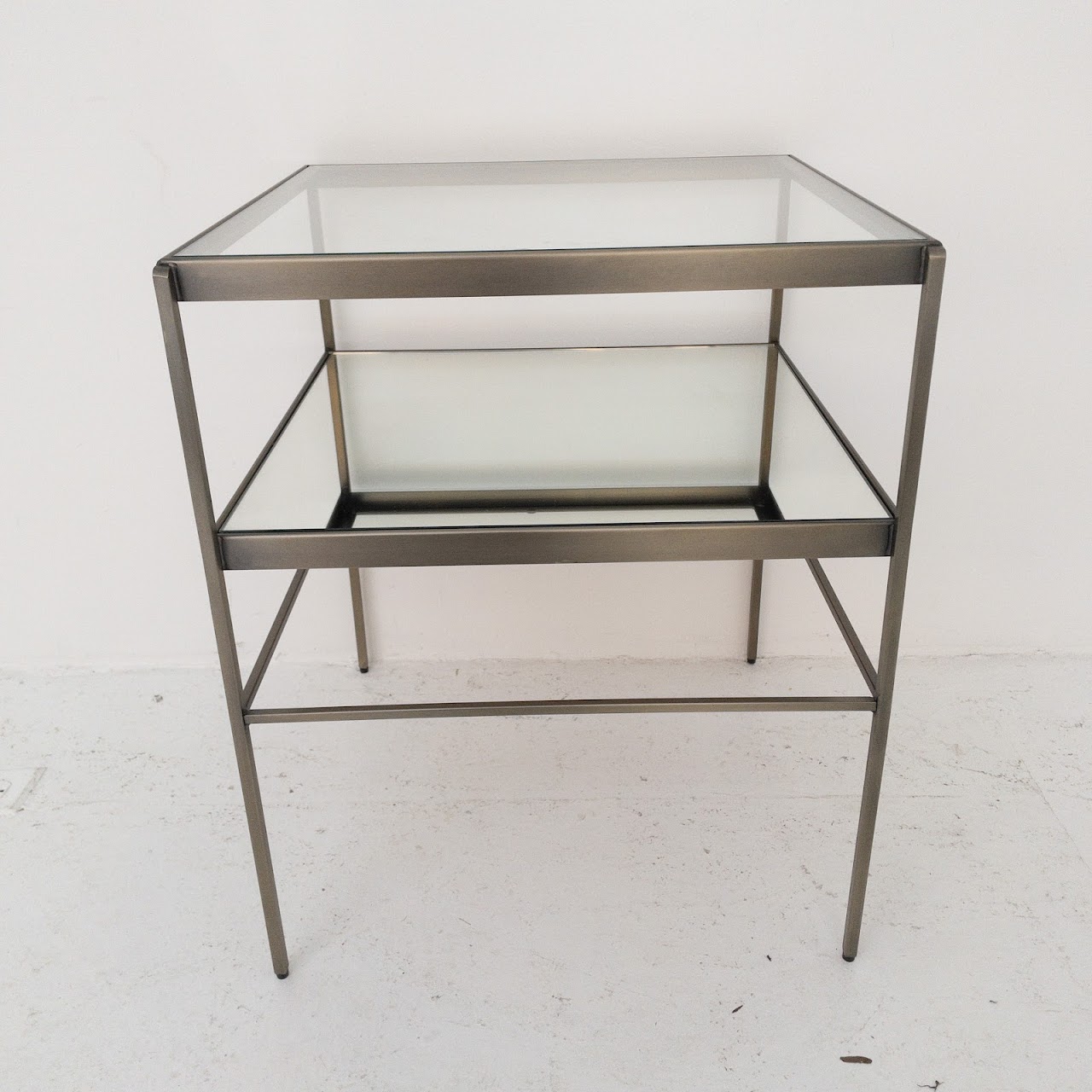 Metal, Mirror & Glass Tiered Side Table