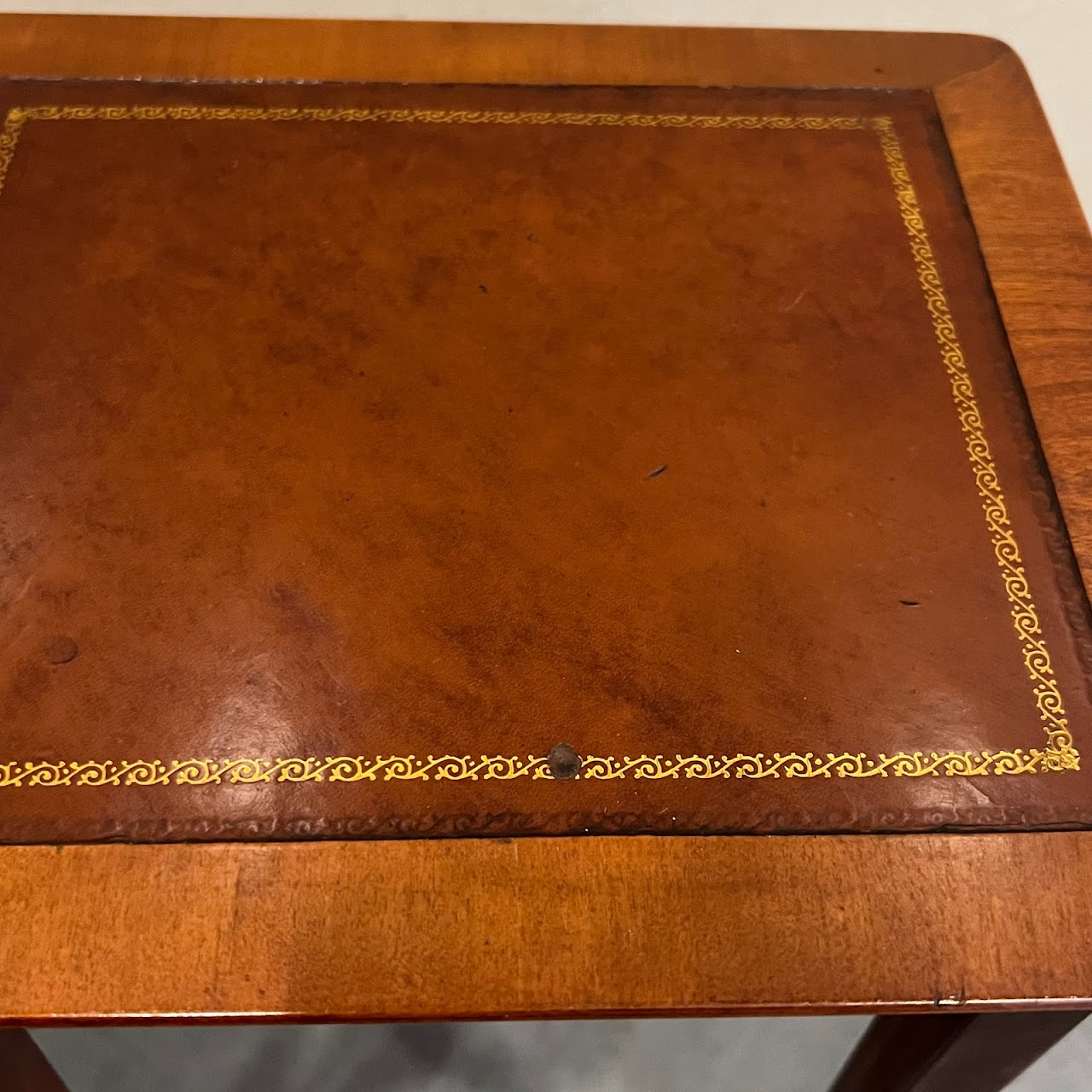 Leather Top Nesting Table Pair