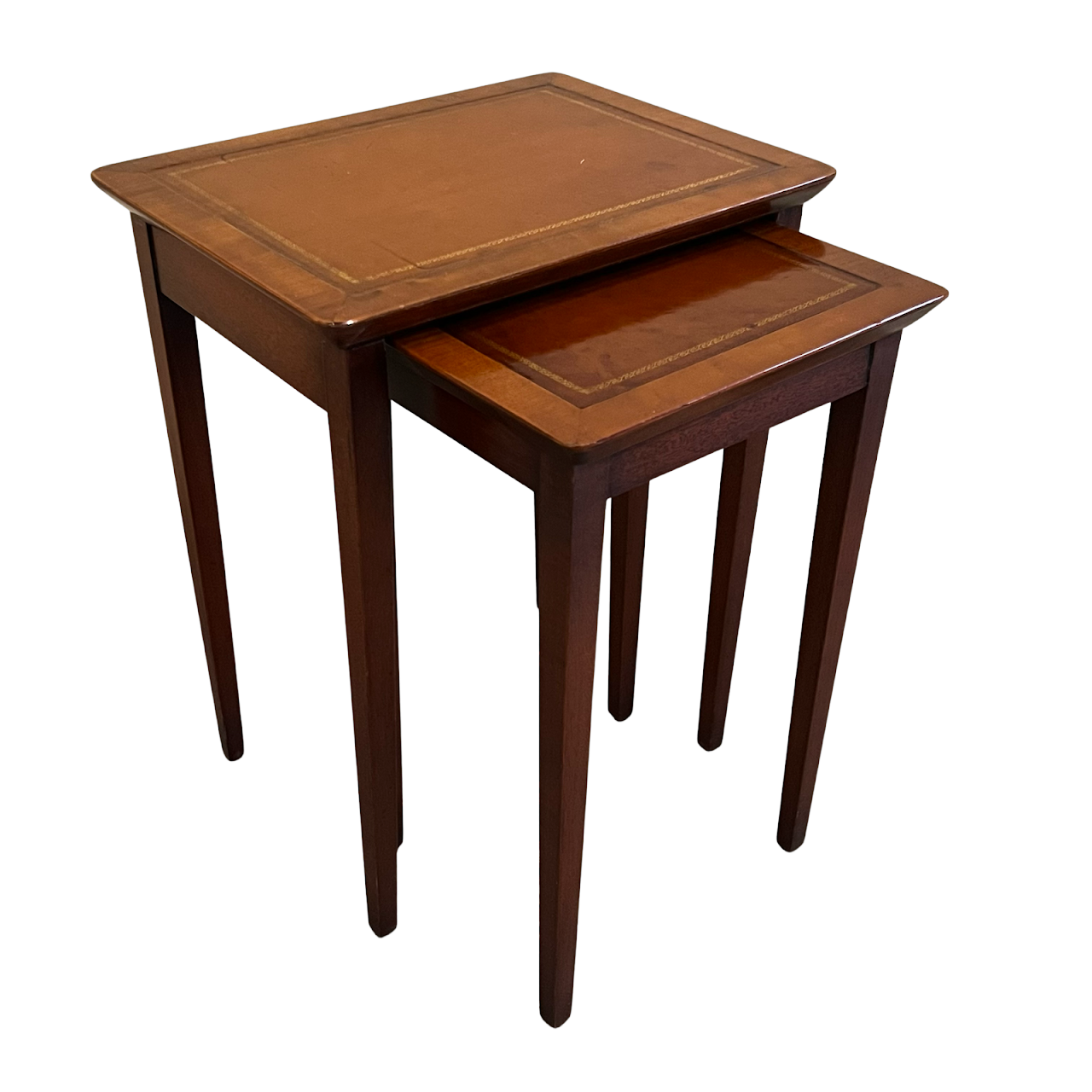 Leather Top Nesting Table Pair