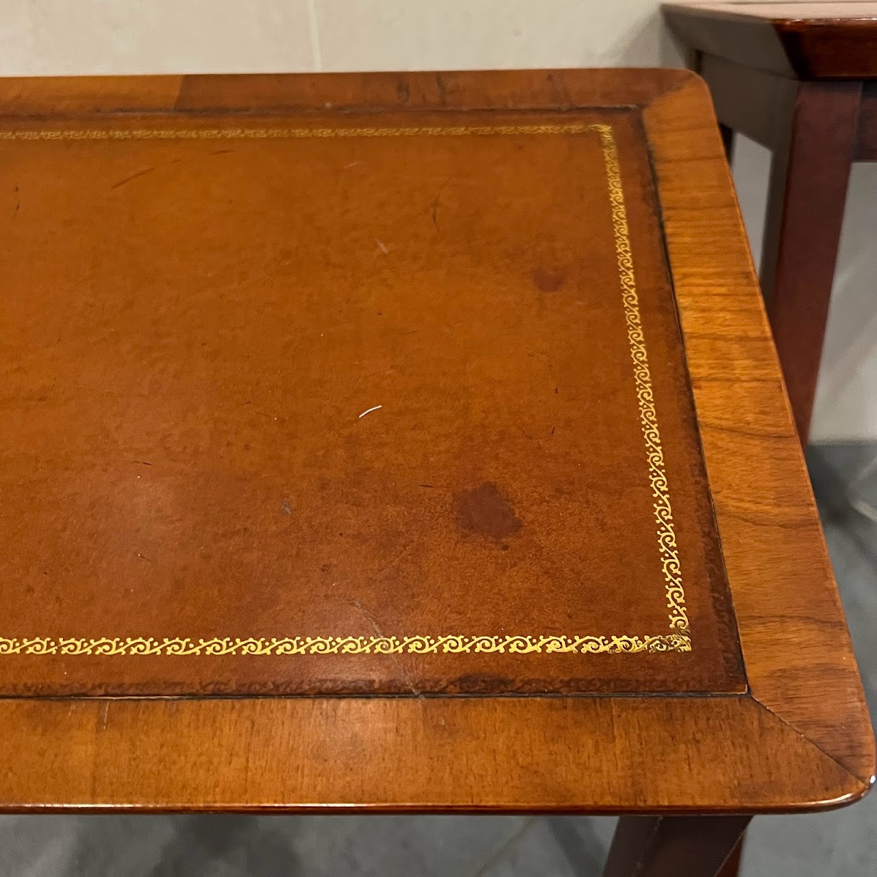 Leather Top Nesting Table Pair