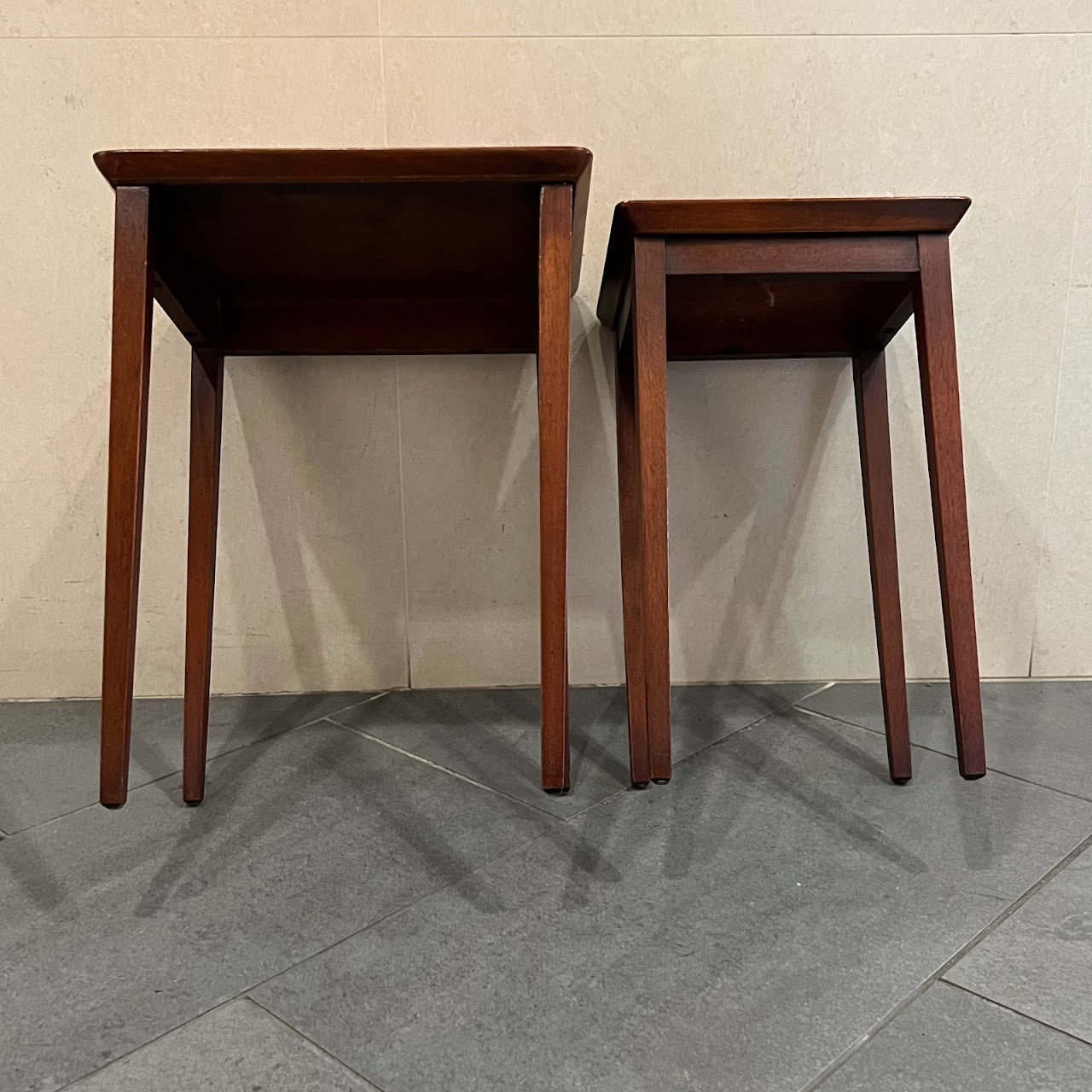 Leather Top Nesting Table Pair