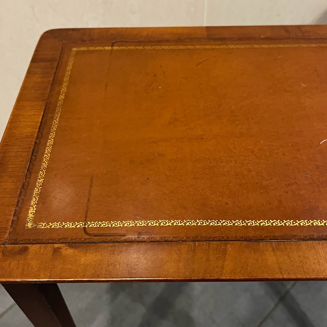 Leather Top Nesting Table Pair