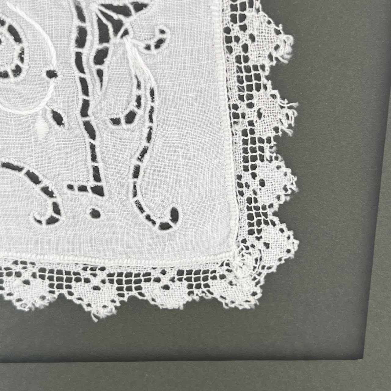 19th C. Crocheted & Embroidered Cutwork Linen