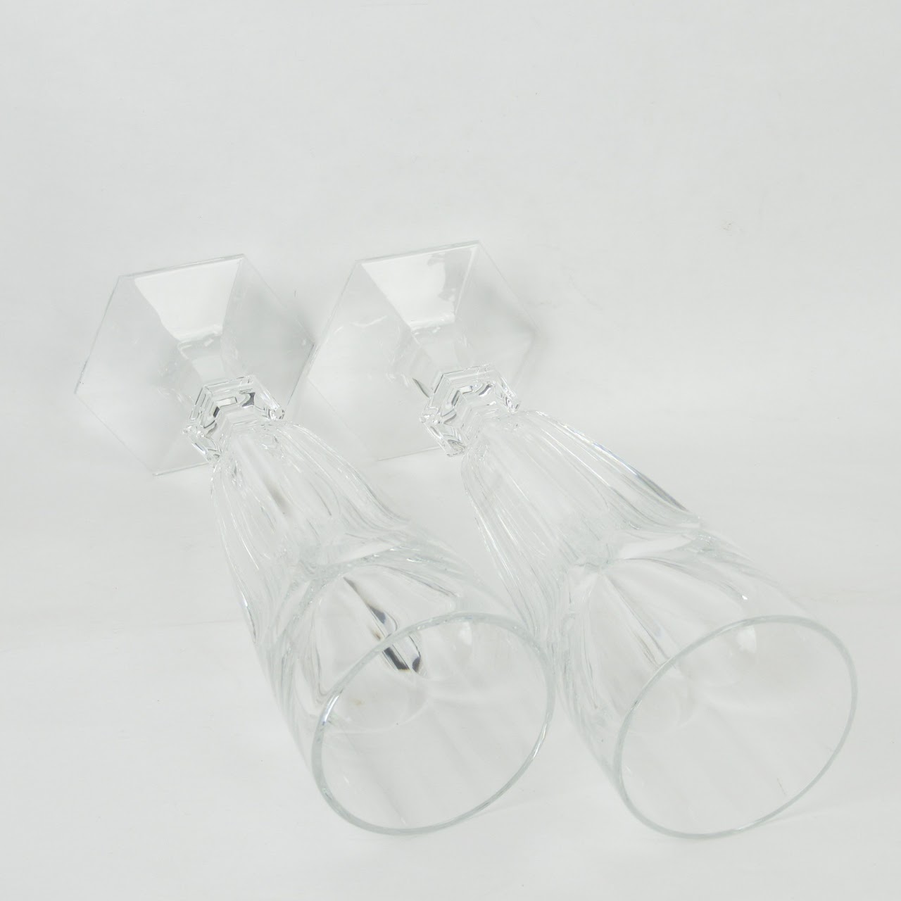 Baccarat Crystal Harcourt Champagne Flute Glass Pair