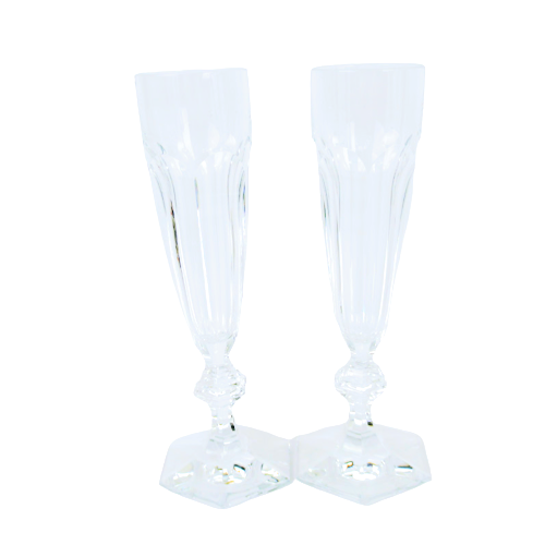 Baccarat Crystal Harcourt Champagne Flute Glass Pair