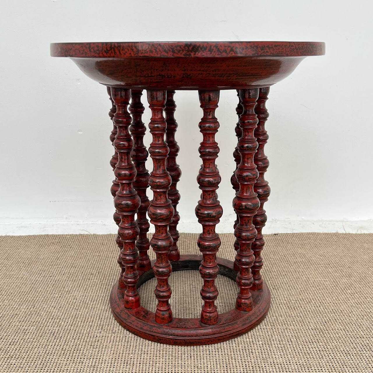 Lacquered Basin Top Turned Leg Table