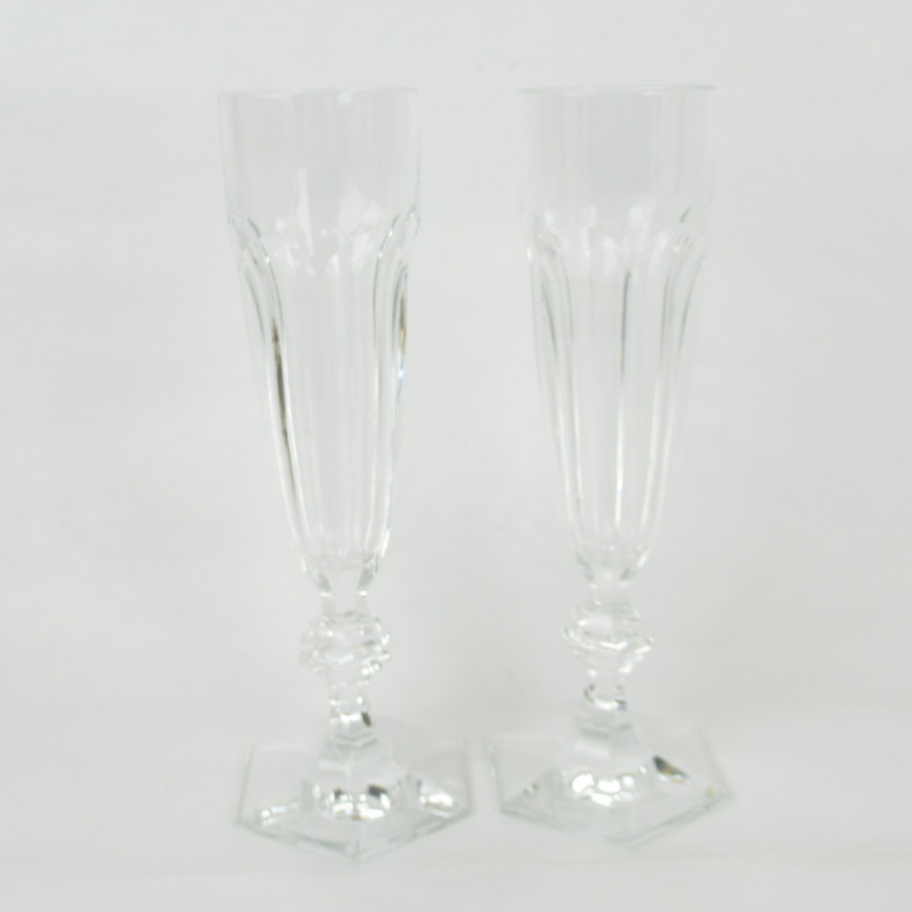 Baccarat Crystal Harcourt Champagne Flute Glass Pair