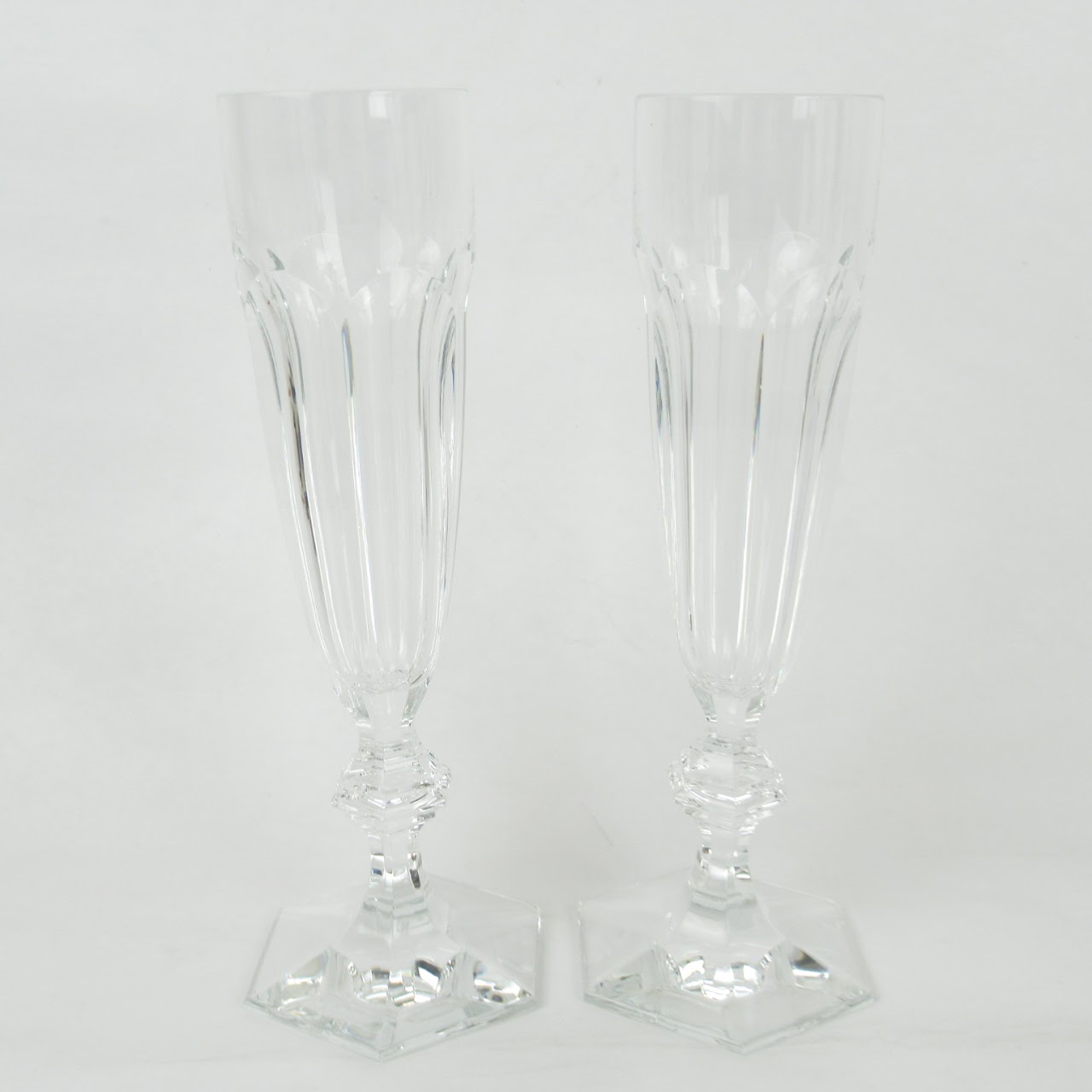 Baccarat Crystal Harcourt Champagne Flute Glass Pair