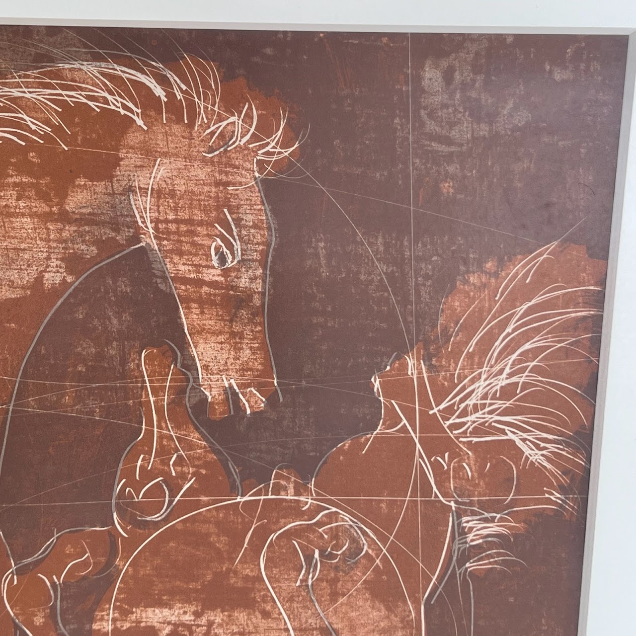 Mid-Century Modernist Signed Horse Lithograph