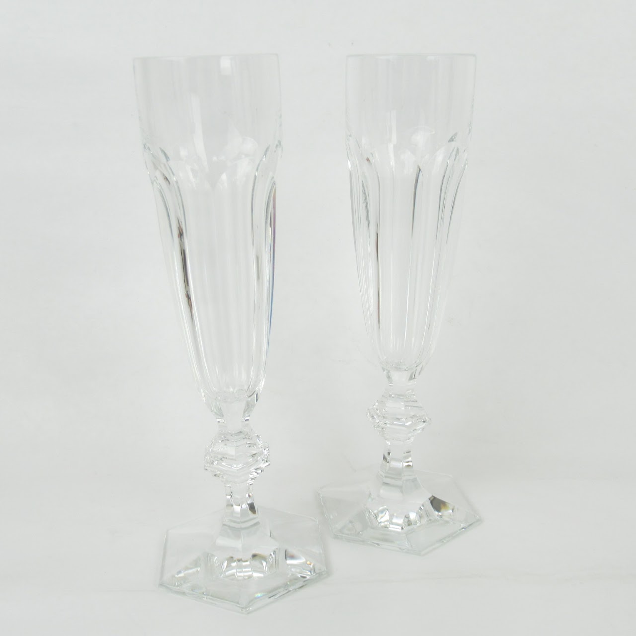 Baccarat Crystal Harcourt Champagne Flute Glass Pair