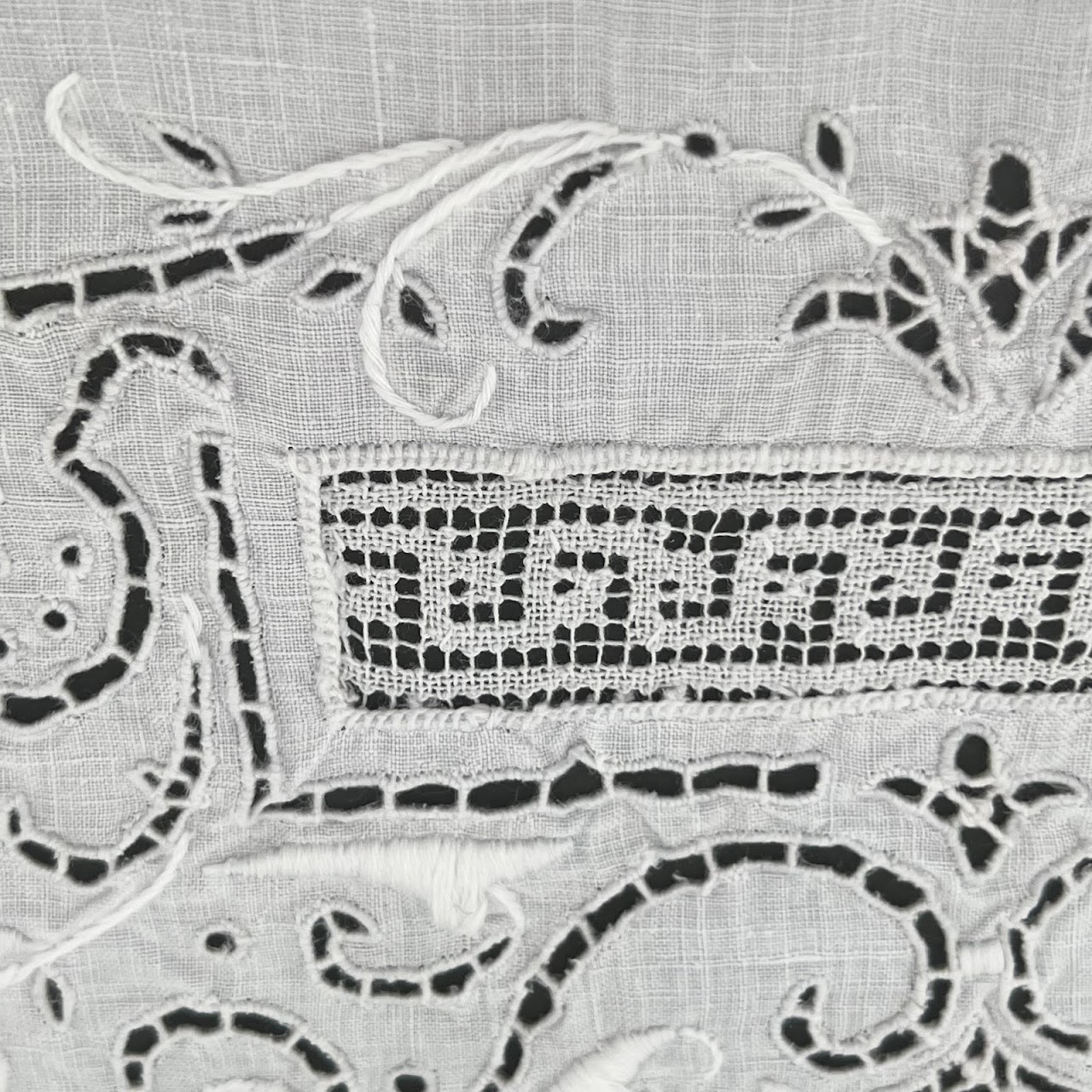 19th C. Crocheted & Embroidered Cutwork Linen