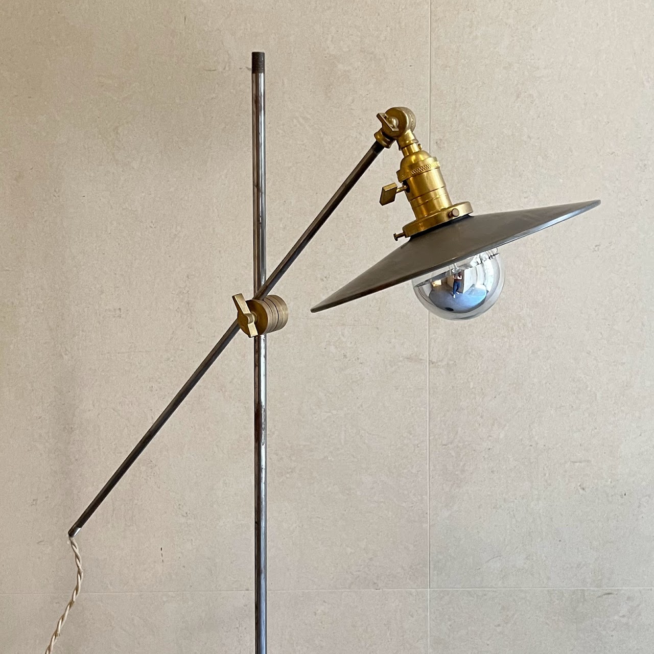 Industrial Vintage Brass & Steel Floor Lamp