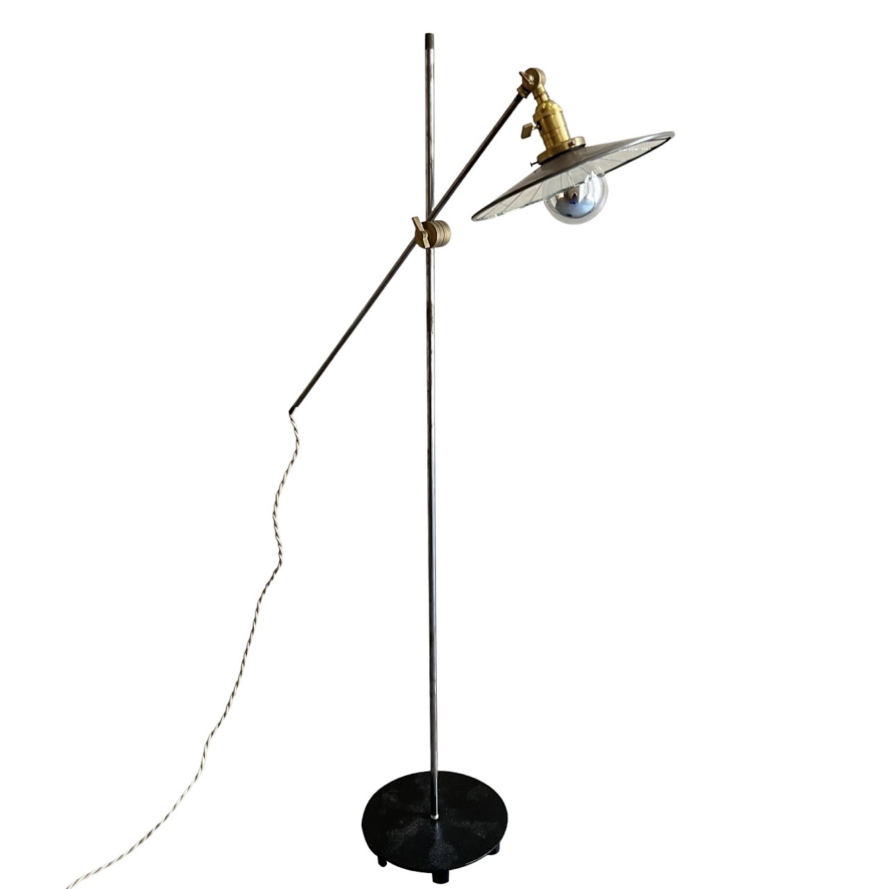 Industrial Vintage Brass & Steel Floor Lamp