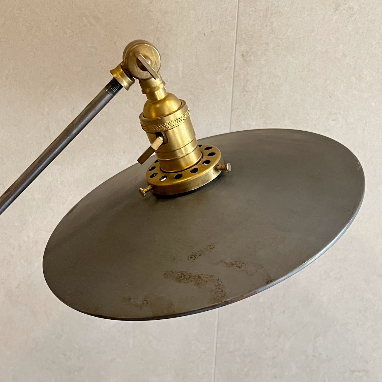 Industrial Vintage Brass & Steel Floor Lamp