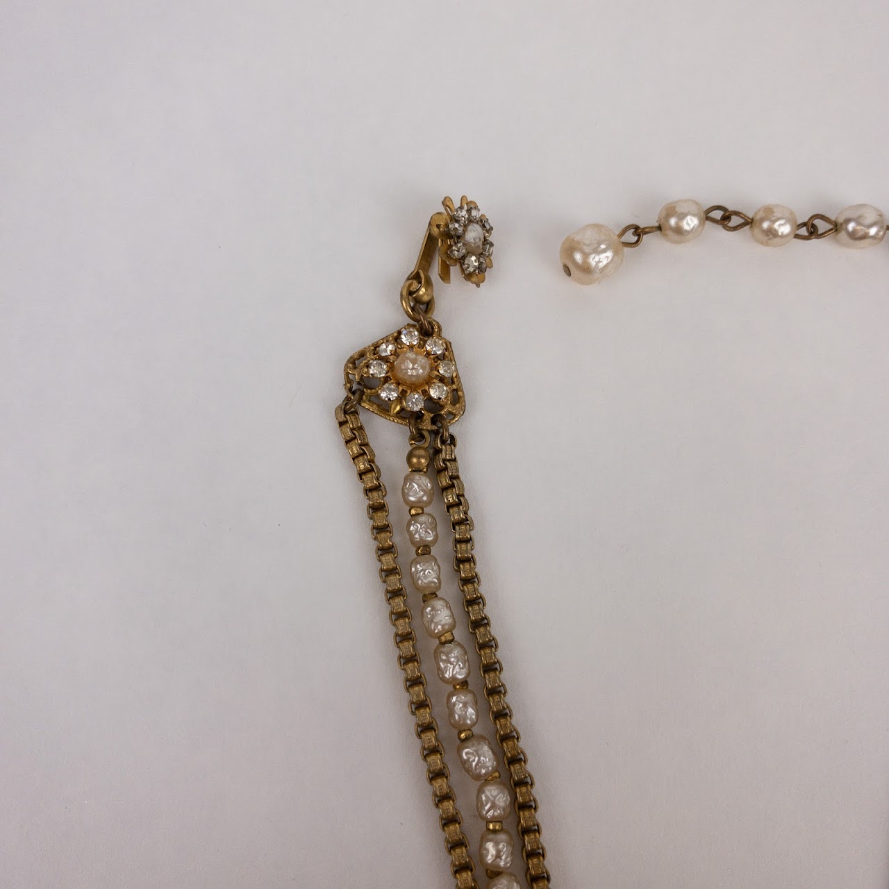 Miriam Haskell Pearl & Rhinestone Vintage Necklace