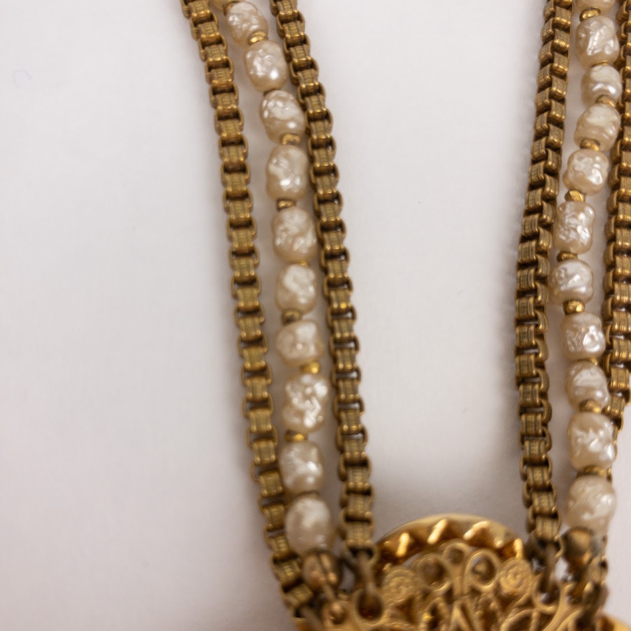 Miriam Haskell Pearl & Rhinestone Vintage Necklace