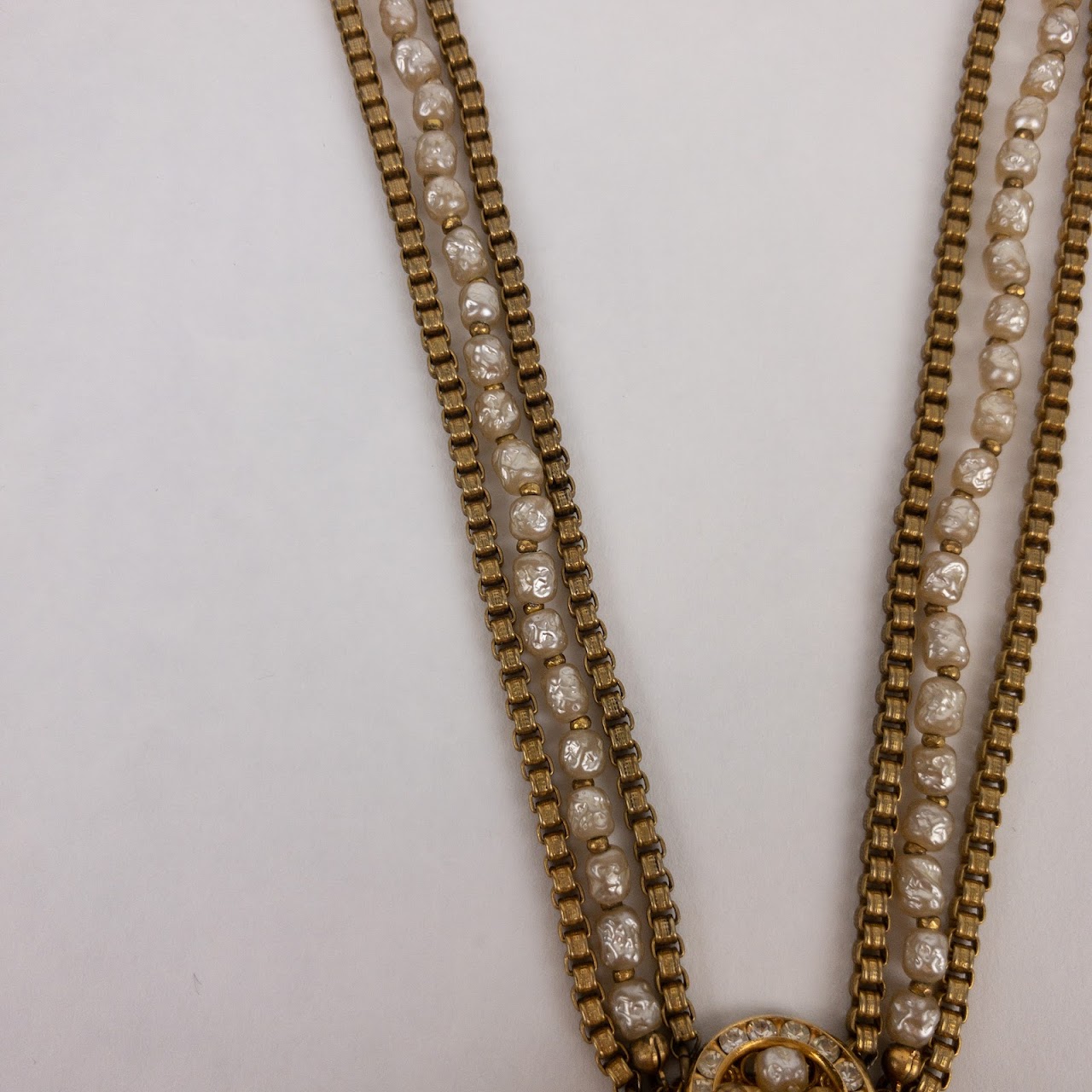 Miriam Haskell Pearl & Rhinestone Vintage Necklace