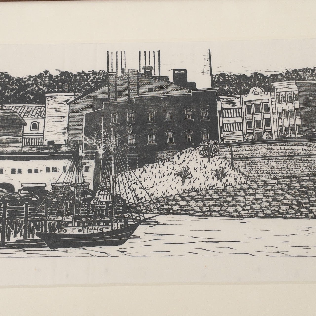 Signed Norwalk, Connecticut Woodblock Print