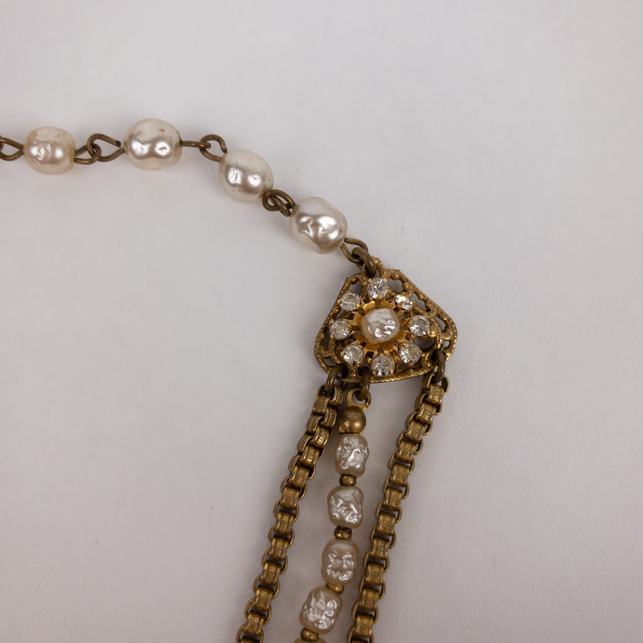 Miriam Haskell Pearl & Rhinestone Vintage Necklace