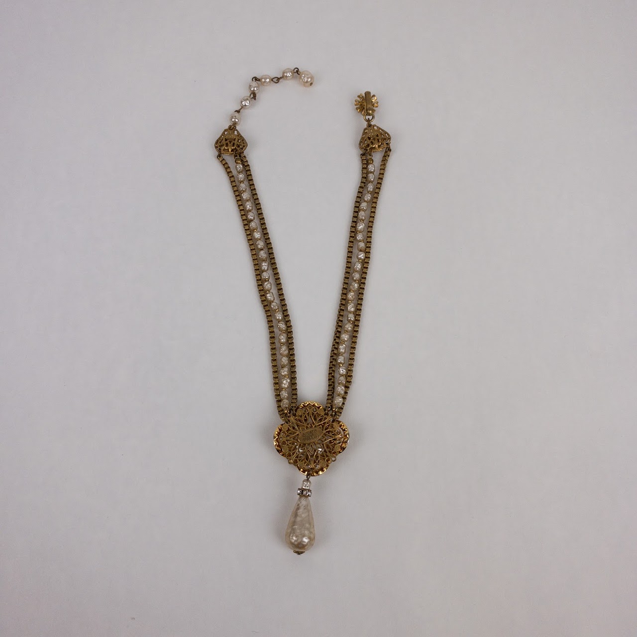 Miriam Haskell Pearl & Rhinestone Vintage Necklace