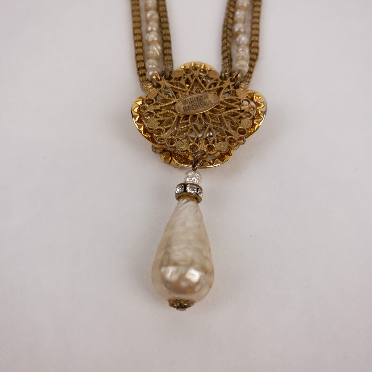 Miriam Haskell Pearl & Rhinestone Vintage Necklace