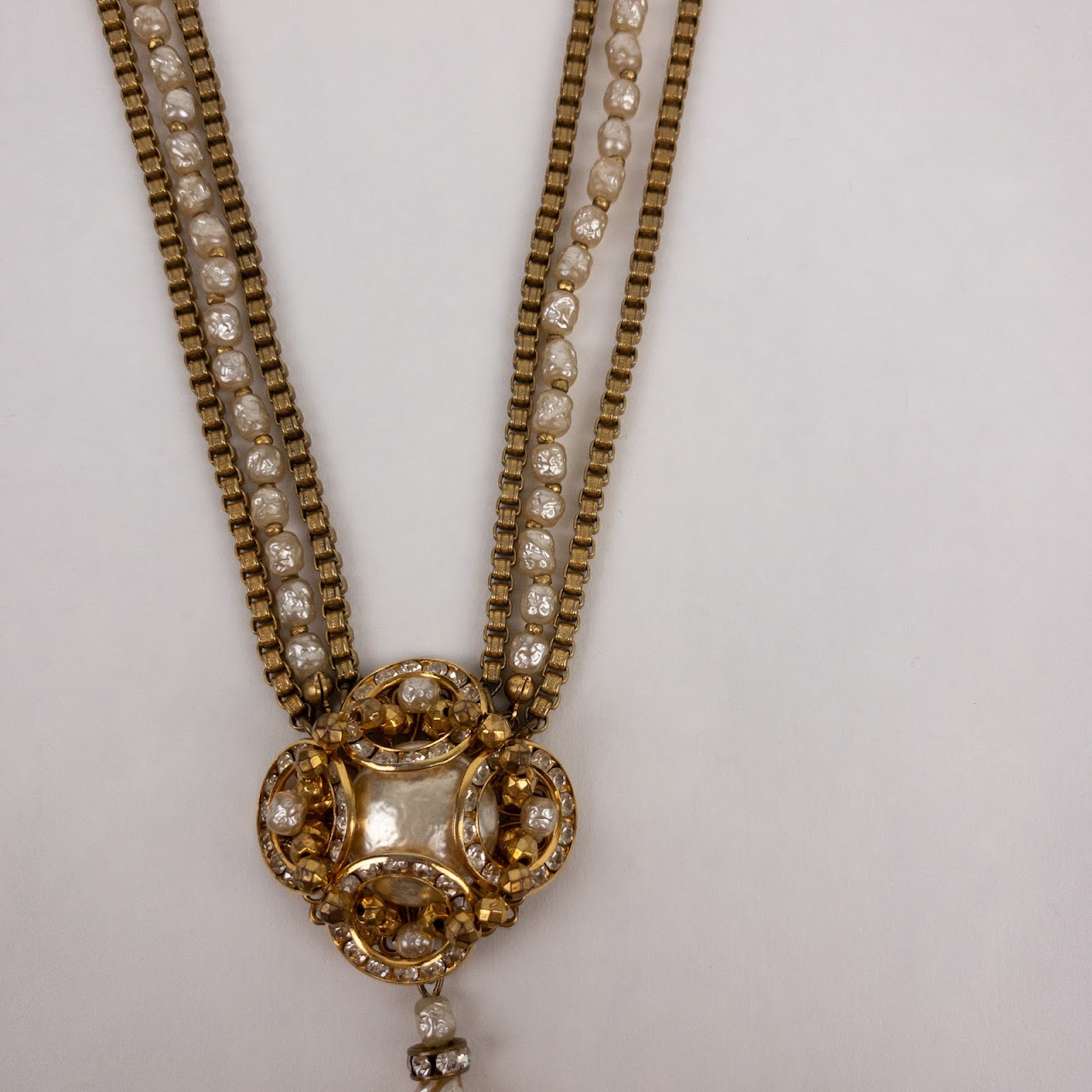 Miriam Haskell Pearl & Rhinestone Vintage Necklace