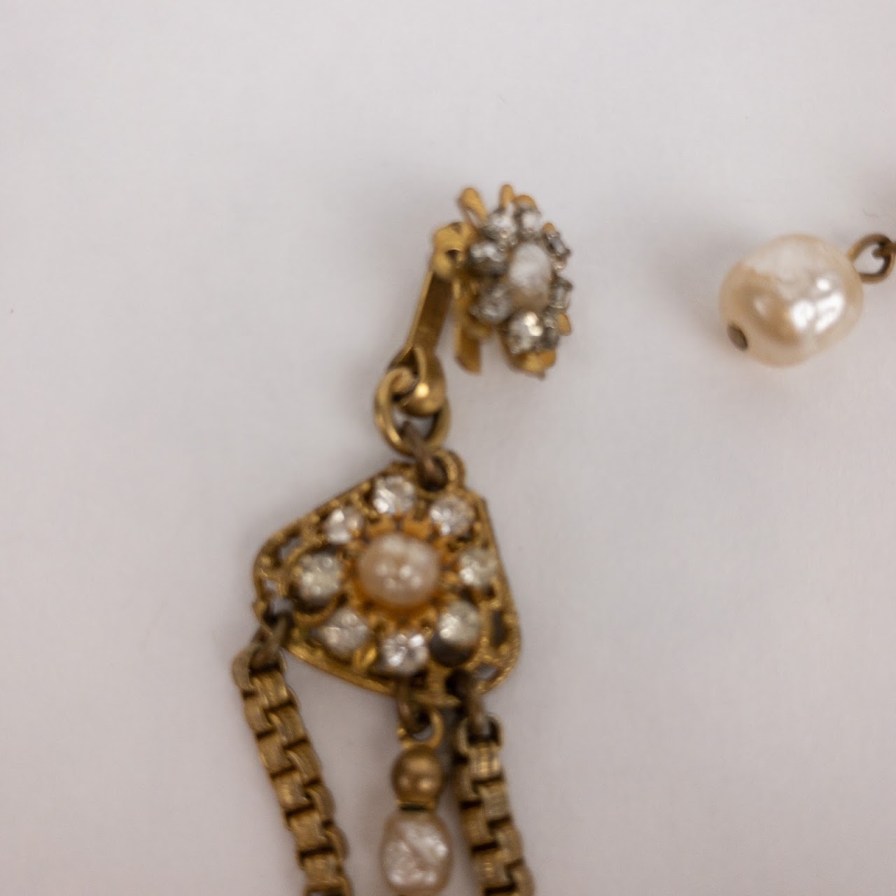 Miriam Haskell Pearl & Rhinestone Vintage Necklace