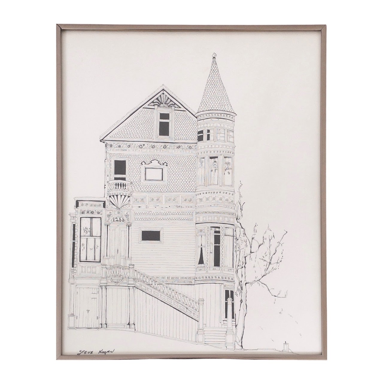 Steve Kogan Signed Architectural Ink Drawing