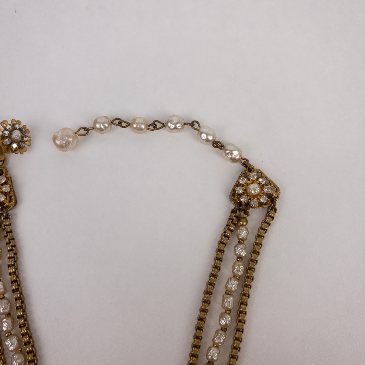 Miriam Haskell Pearl & Rhinestone Vintage Necklace