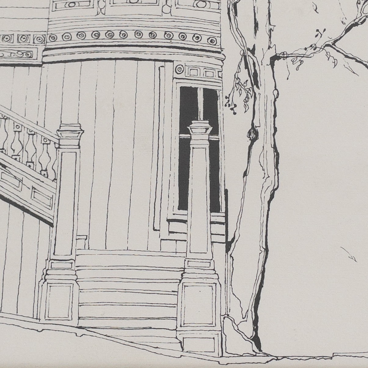 Steve Kogan Signed Architectural Ink Drawing