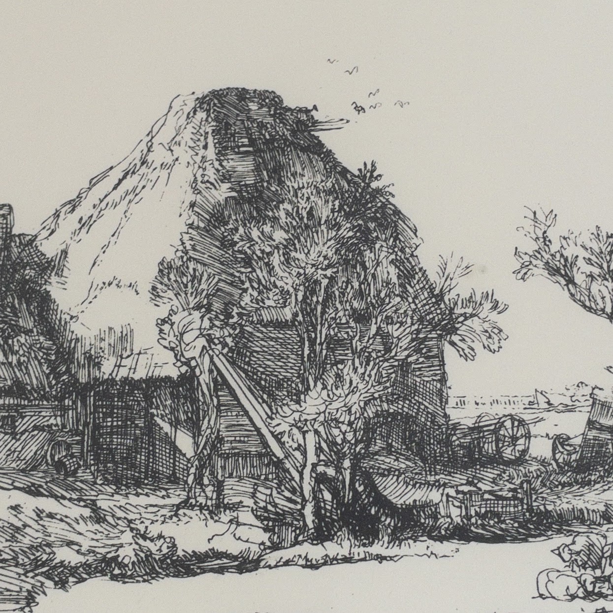 Signed Farmhouse Engraving