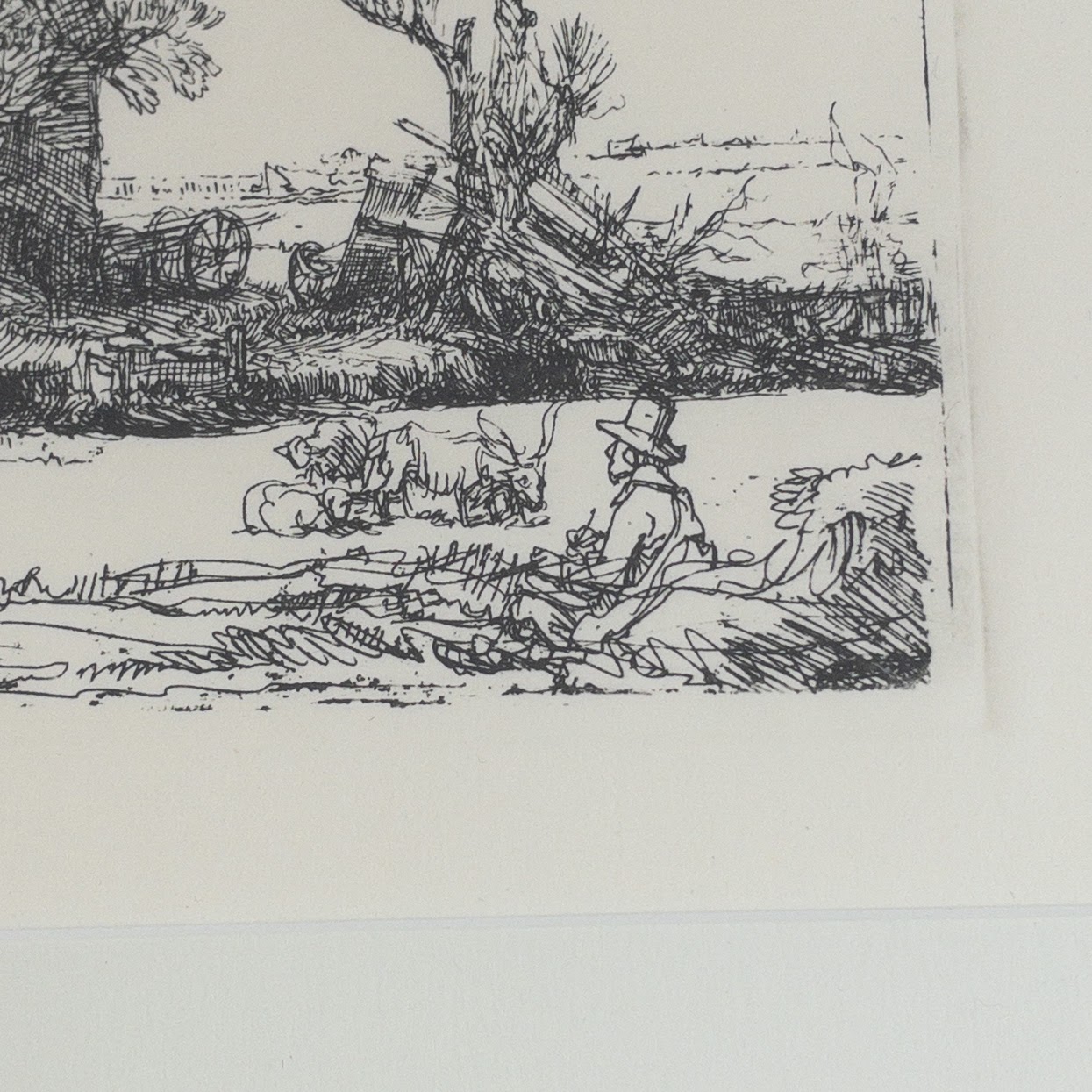 Signed Farmhouse Engraving