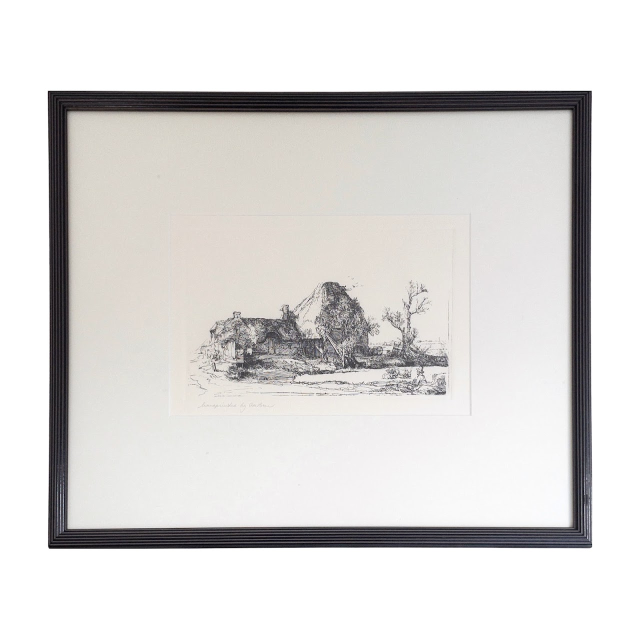 Signed Farmhouse Engraving