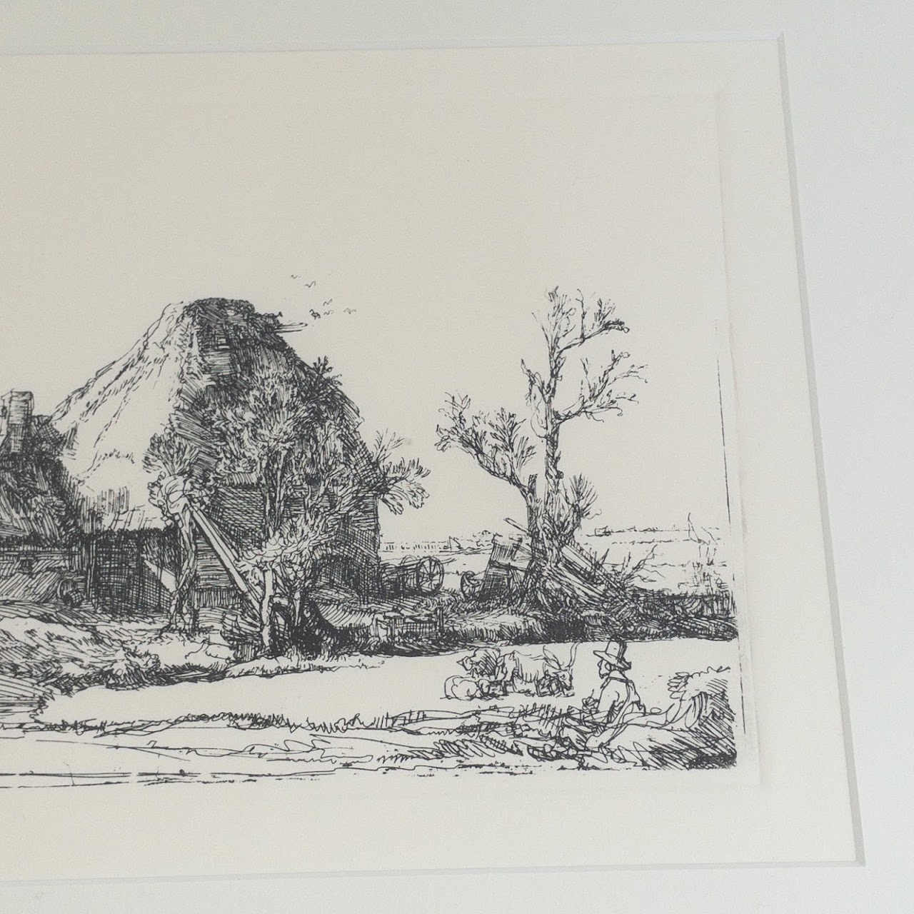 Signed Farmhouse Engraving