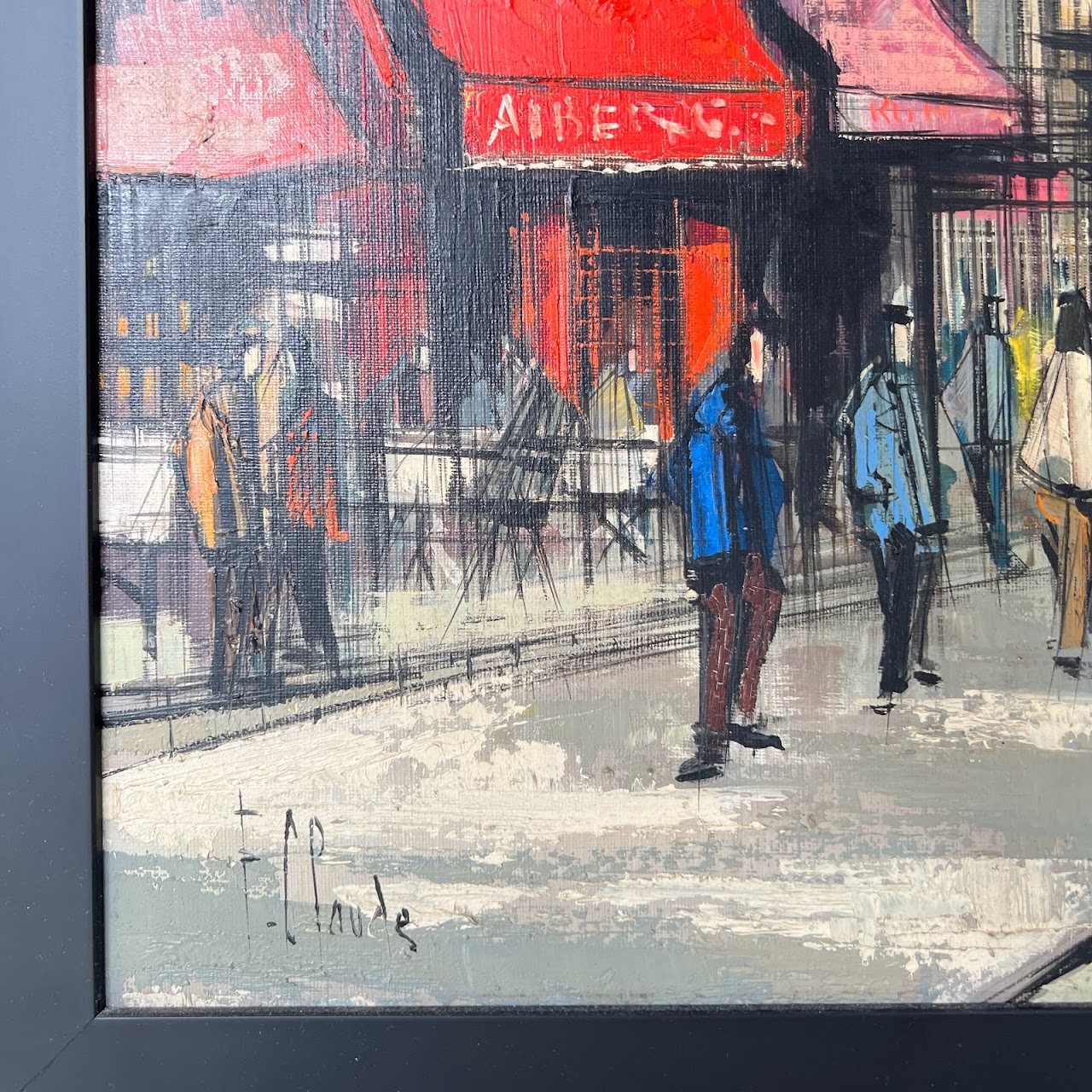 F. Claude Signed French Street Scene Oil Painting