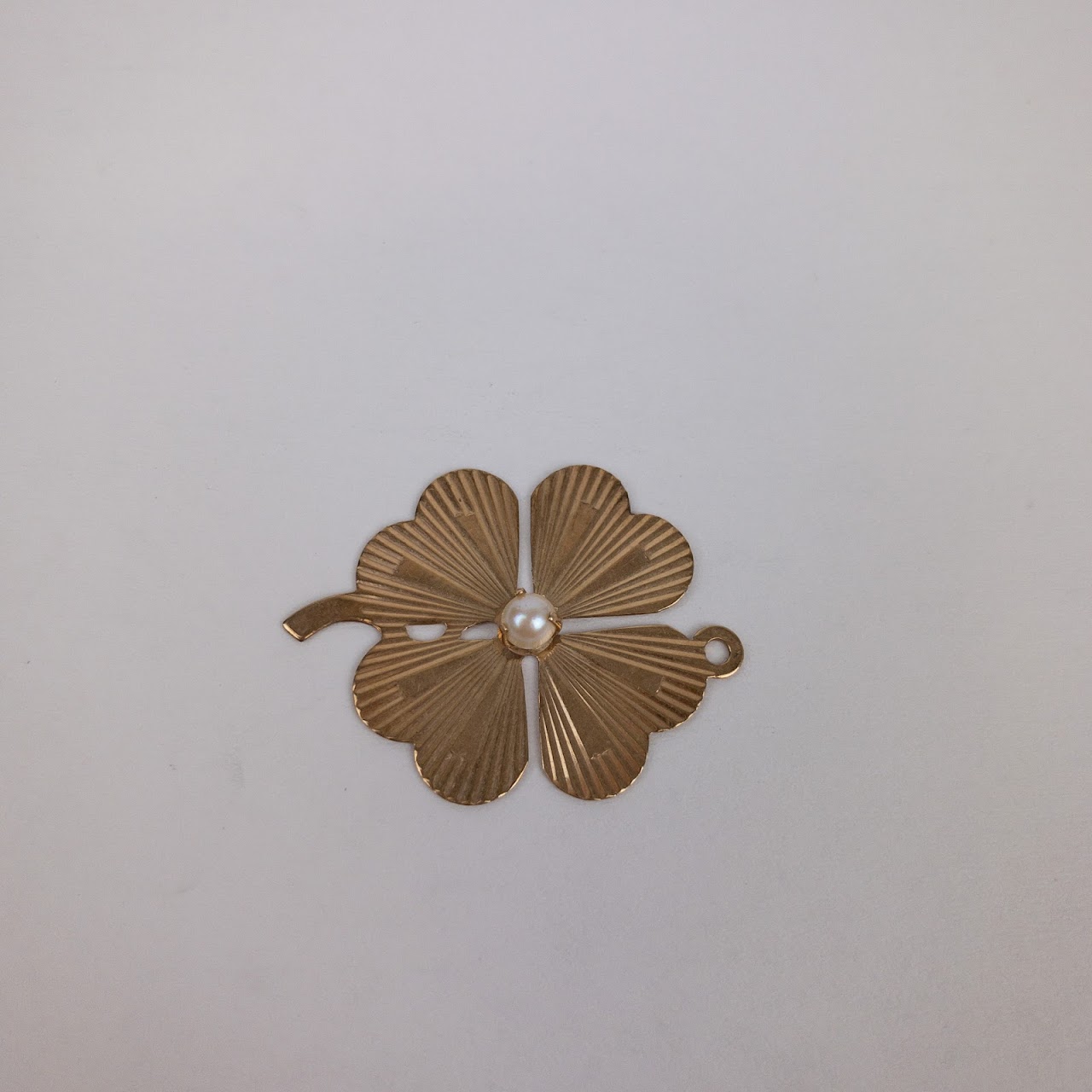 14K Gold & Pearl Shamrock Charm