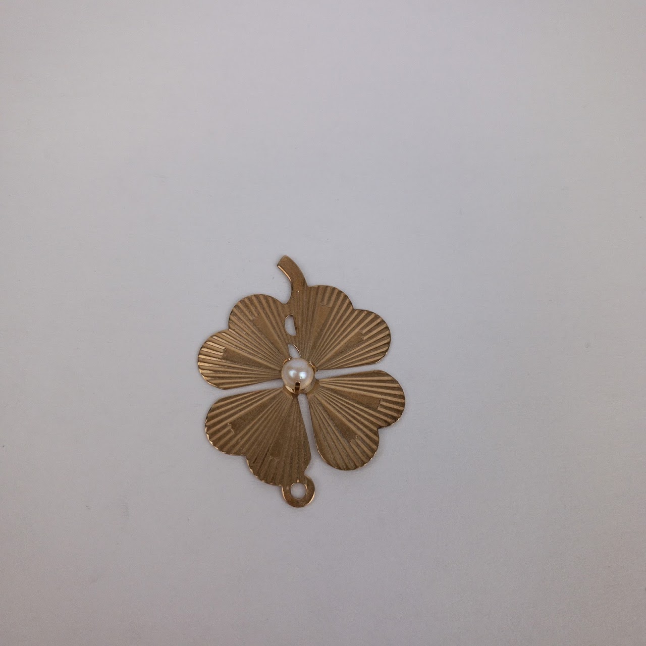 14K Gold & Pearl Shamrock Charm