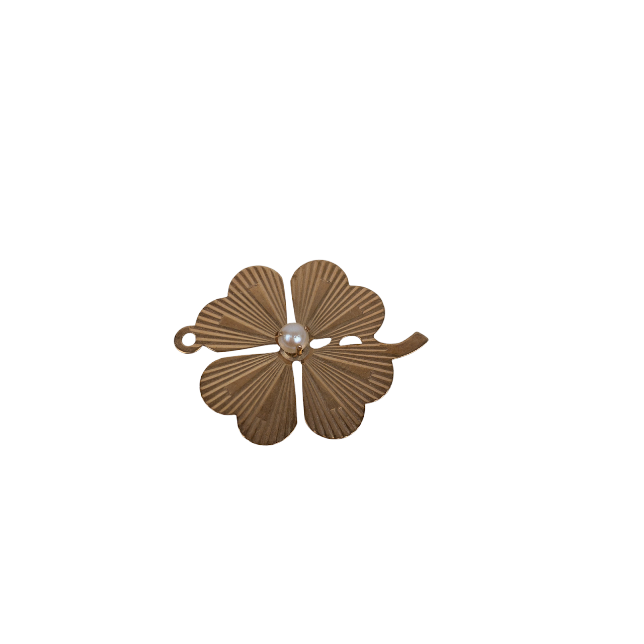 14K Gold & Pearl Shamrock Charm