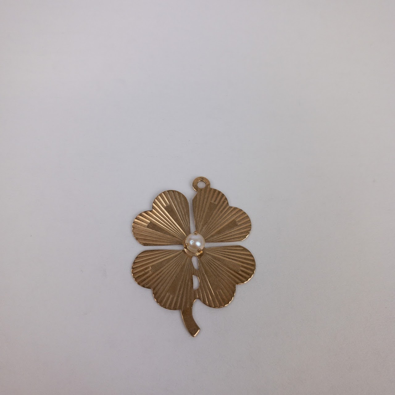 14K Gold & Pearl Shamrock Charm