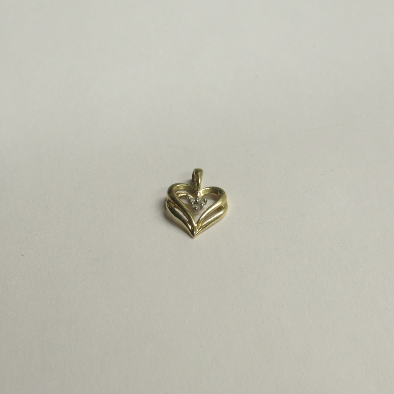 10K Yellow & White Gold Heart Pendant